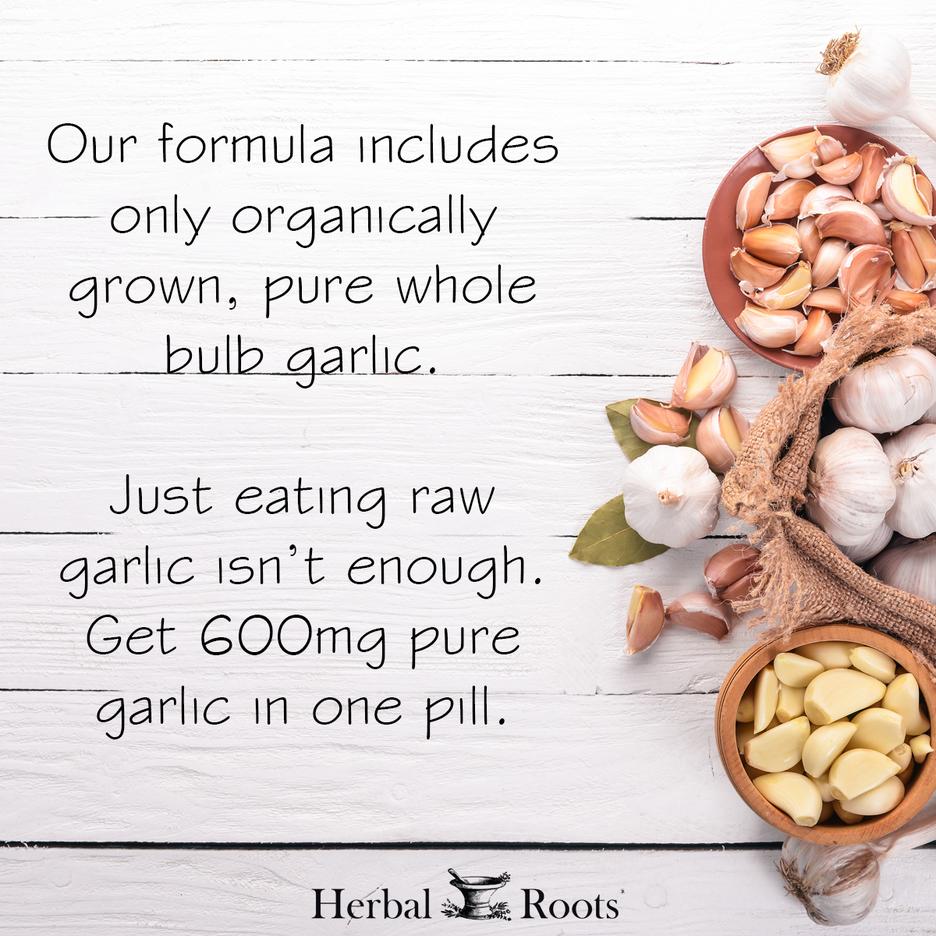 Organic Garlic Supplement 60 VegCaps 600 mg Herbal Roots