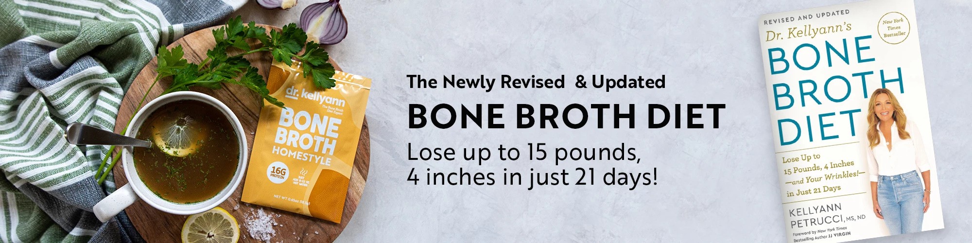Bone Broth Diet Book with a pot of bone broth
