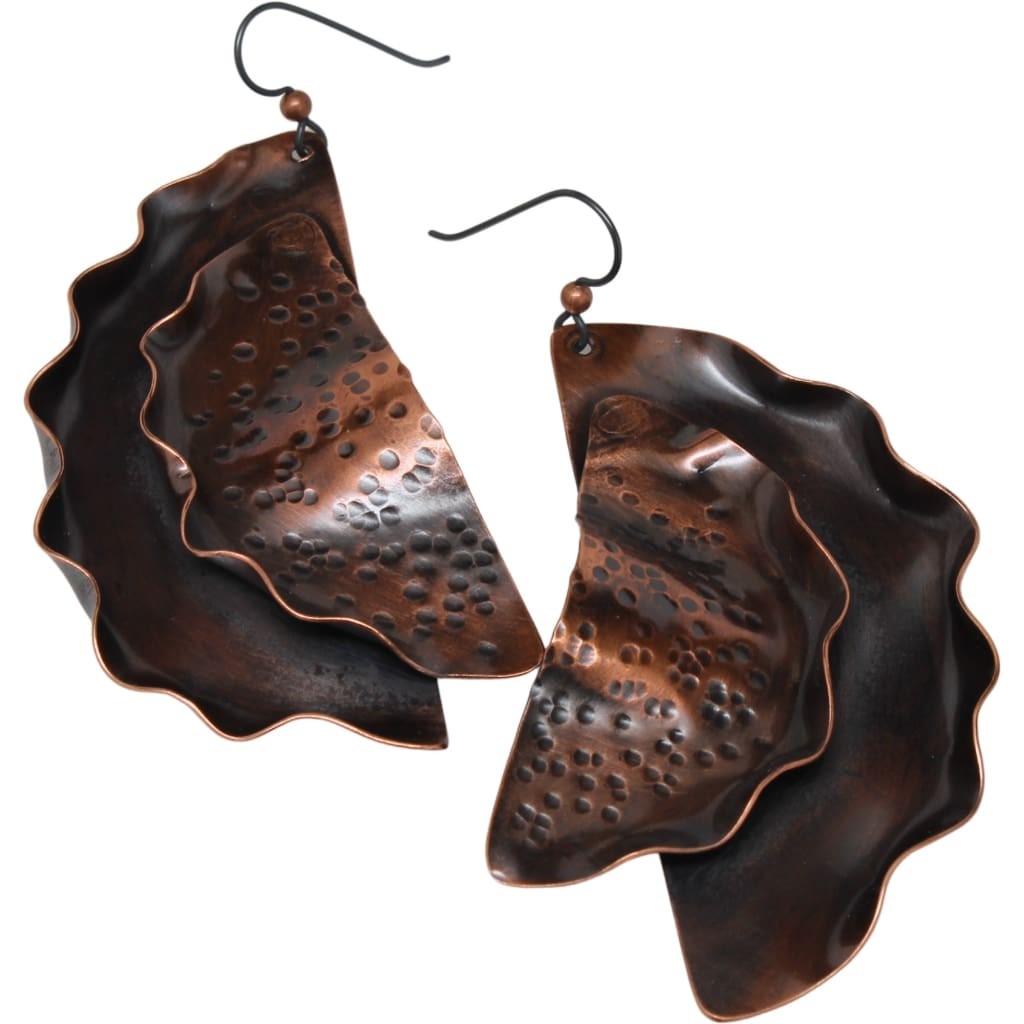 Copper Shell Statement Earrings by Junebug Jewelry Designs