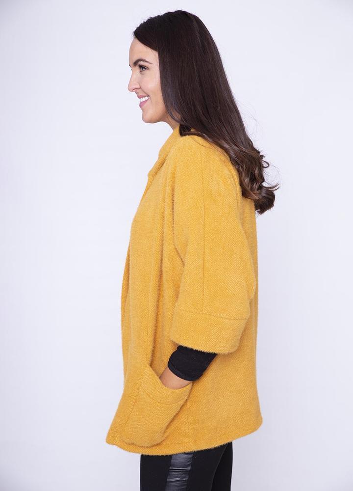 Round Neck 3/4 Sleeve Coat/Cardi in Gold