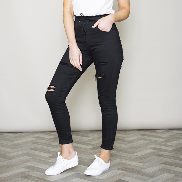 Dana Drawstring Jeggings (Black)