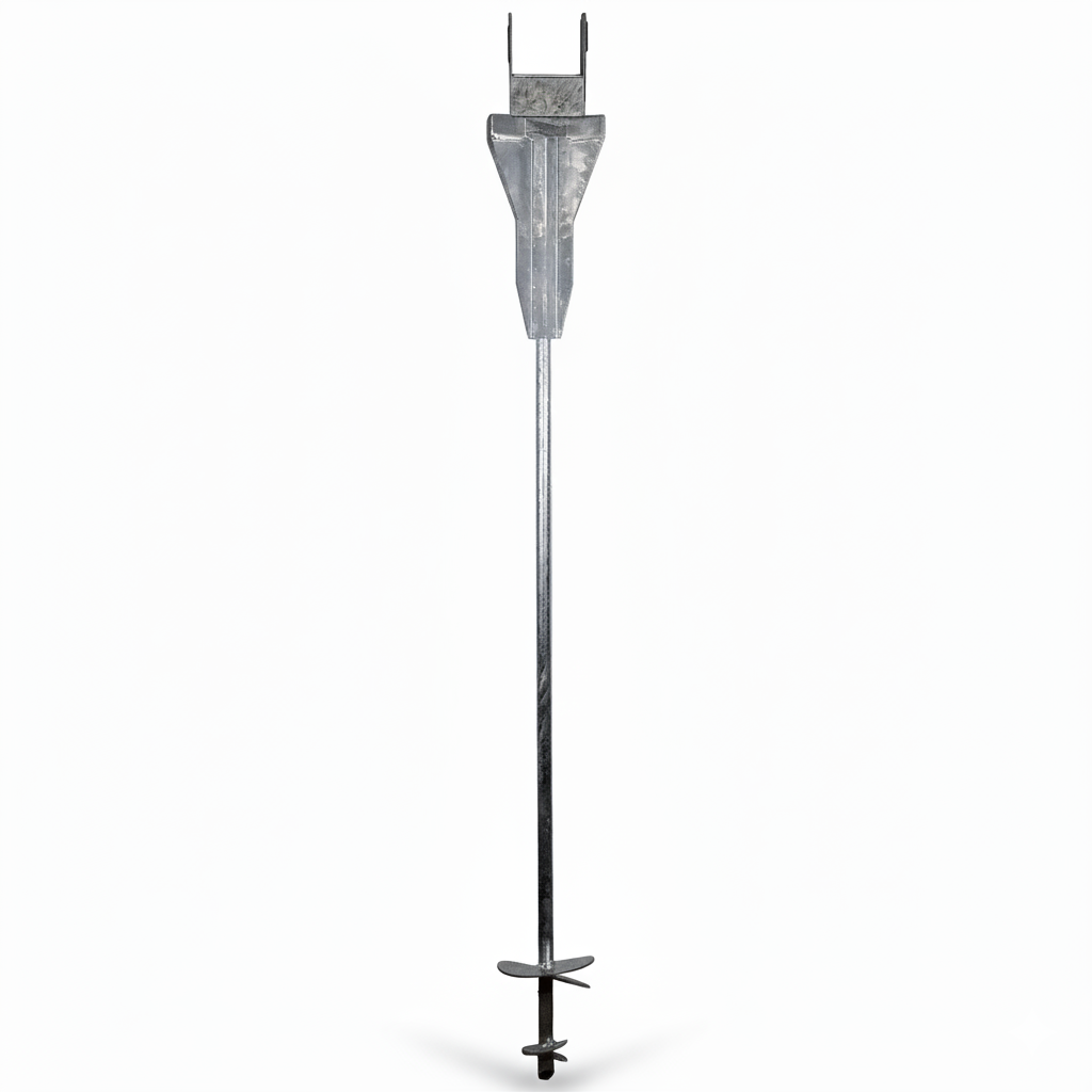 deck foot anchor ledger with load fin and longer auger designed for frost/ledger applications