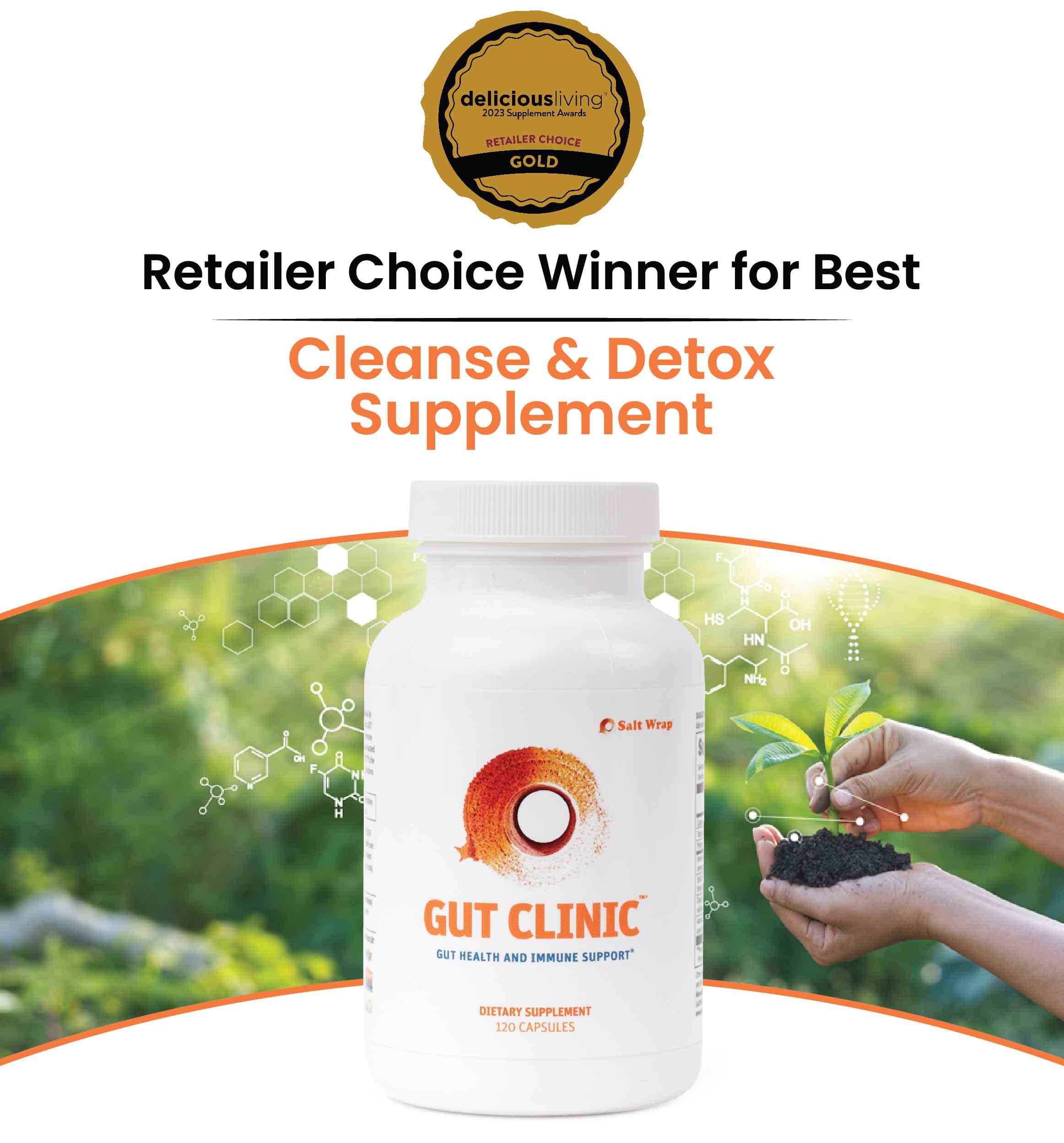 Gut Clinic™ is an award-winning postbiotic formula for stubborn digestive symptoms that combines four patented science-backed ingredients for total digestive and immune health optimization.