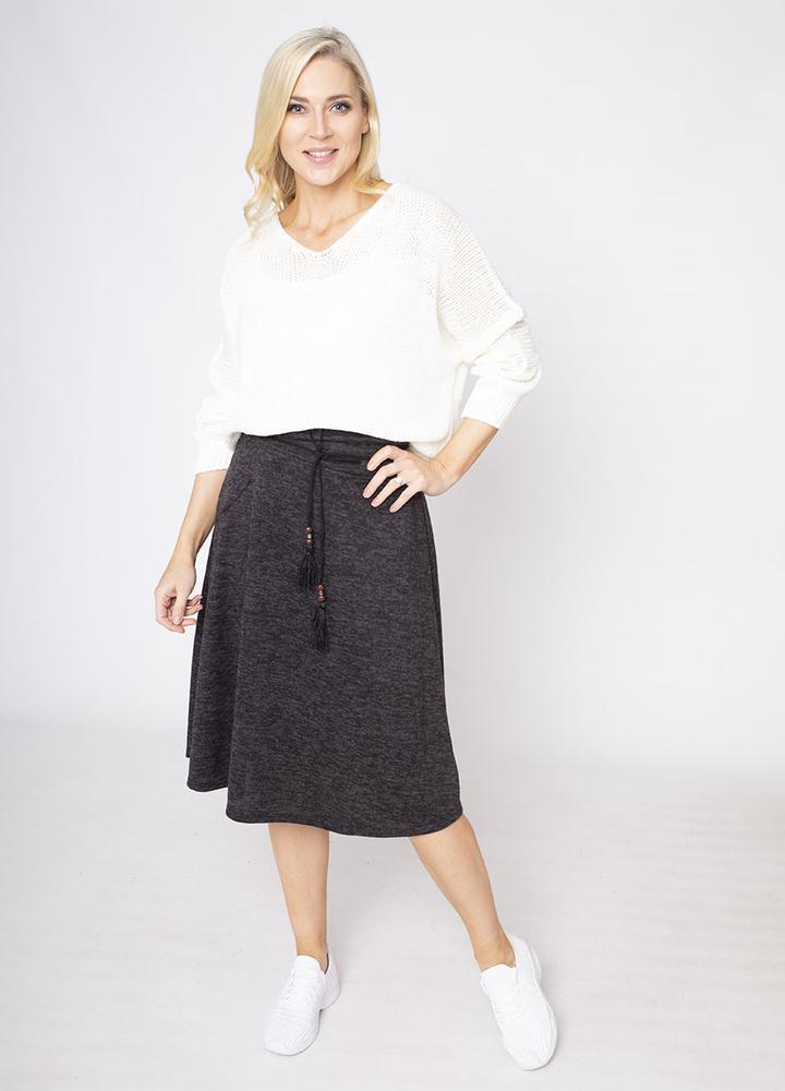 A-Line Belted Skirt in Black