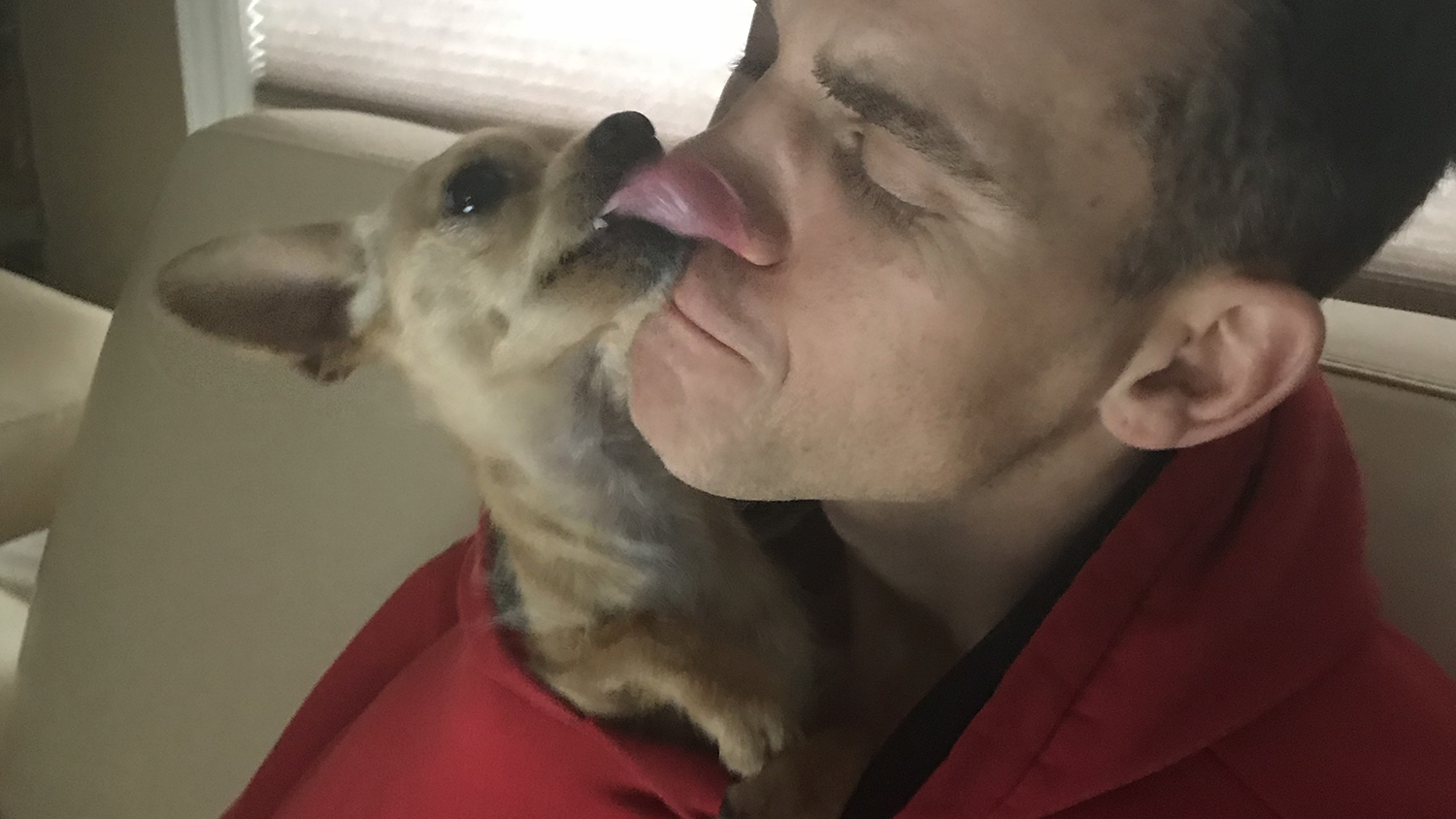 Jeff Kissing Felipe with No Bad Dog Breath