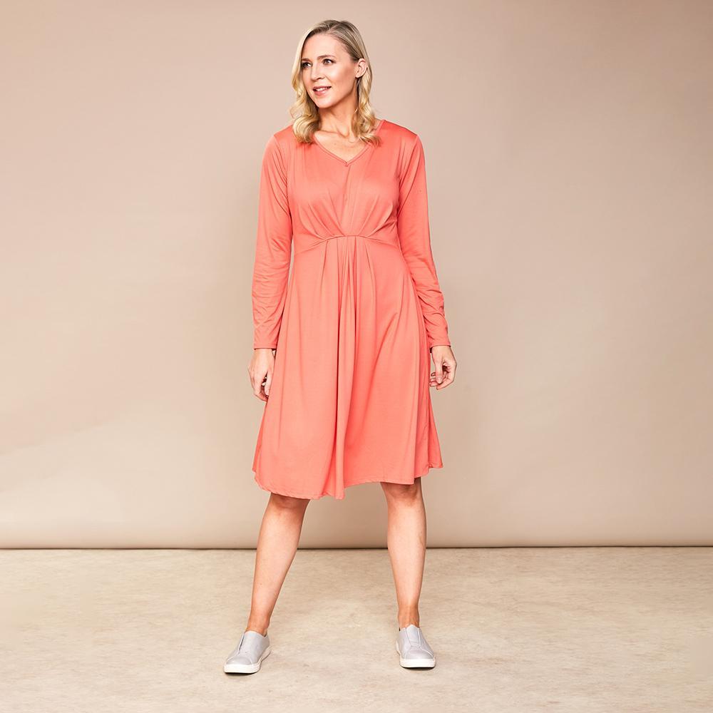 Karla V Neck Dress (Coral)