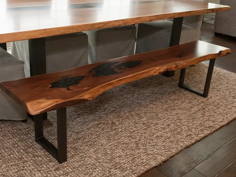 rustic live edge dining table, maple wood