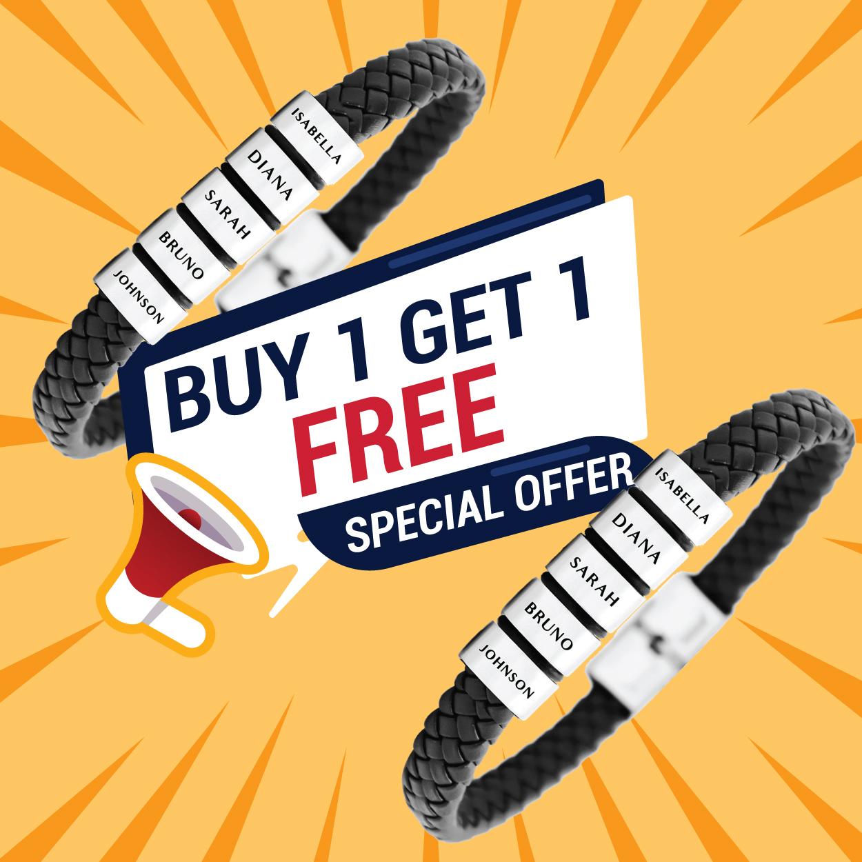 Buy One Get One Personalised Leather Bracelet Belle Fever