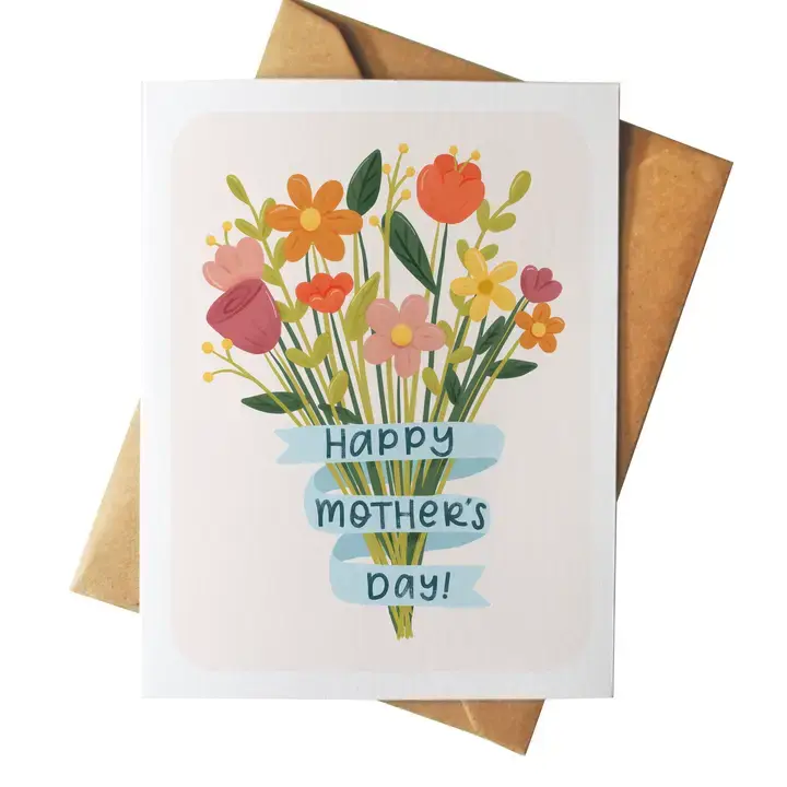 happy mothers day card wtih flower bunch design