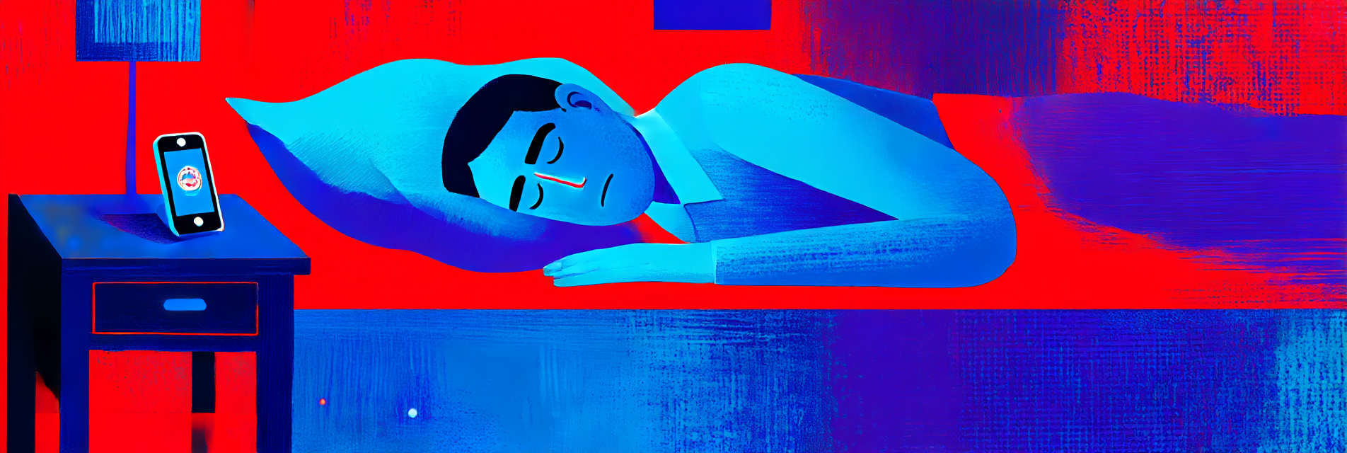 A man experiencing hypersomnia, unable to wake up to his alarm.