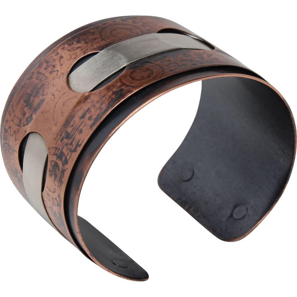 A mixed metal copper cuff bracelet from Junebug Jewelry Designs