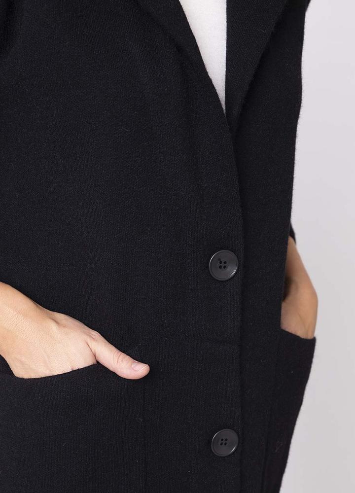 Revere Collar Coatigan in Black