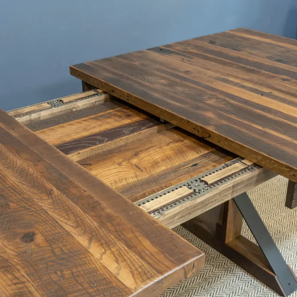 Extendable Dining Table with Middle Leaves stored