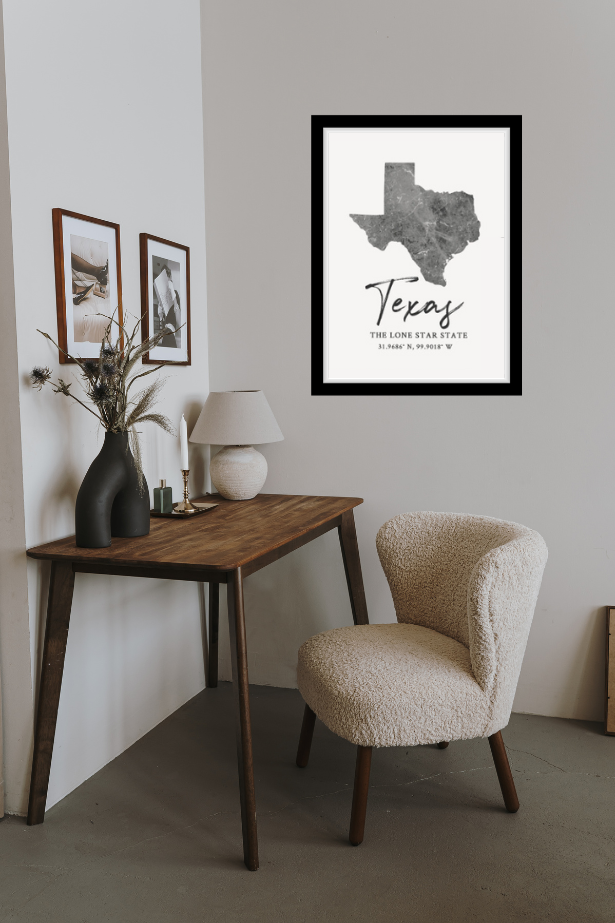 Westbrook Print Shop's California State Map Silhouette print in dining room