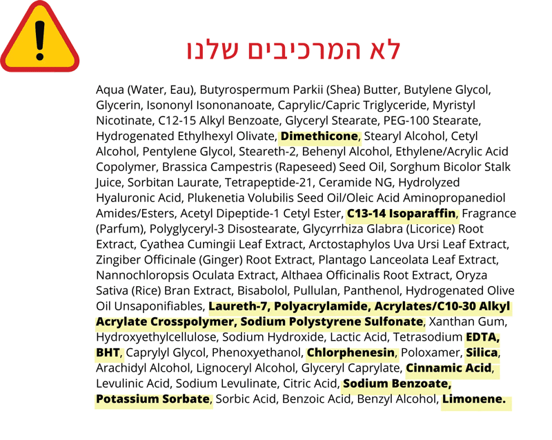 Ingredients of a top selling neck firming cream on the market. Not the ingredients of Firm-Focus Neck Mask