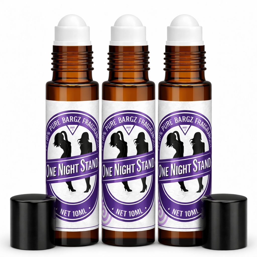 Bargz One Night Stand Perfume Oil with Glass Amber Bottle Organic French Sweet and Musky Fragrance (10ml) Roller Bottle