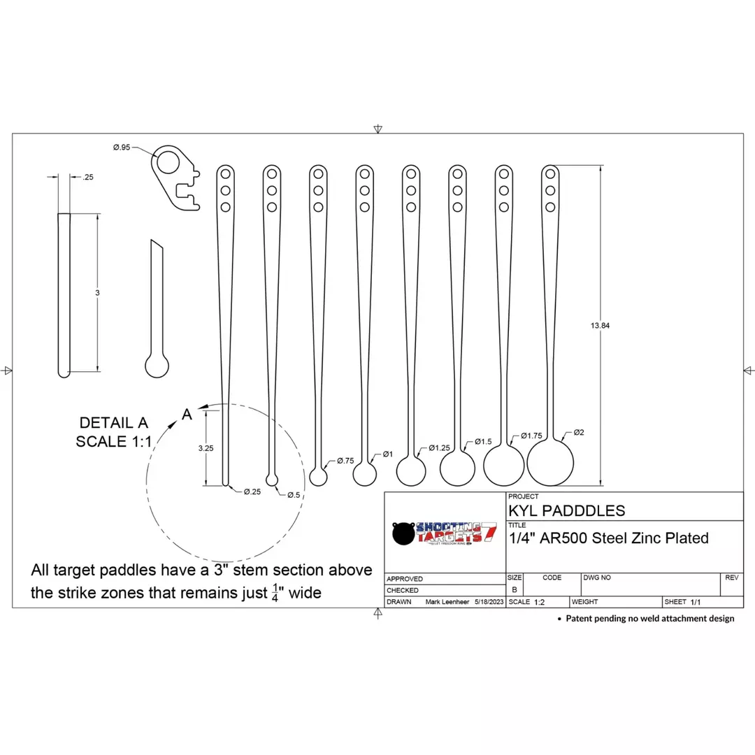 kyl paddle dimensions