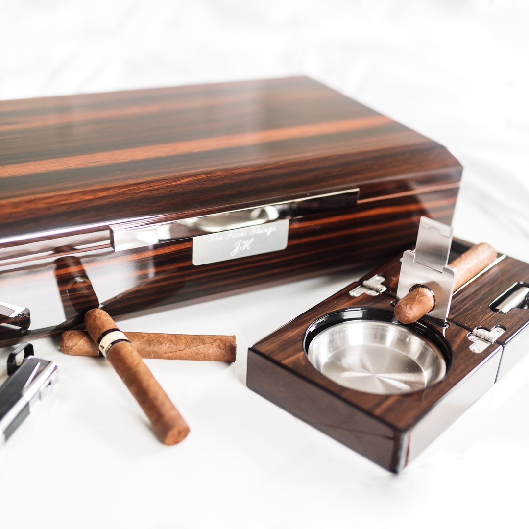 Black Leather Humidor Cigar Box Mid Century Modern – Designer Unique Finds