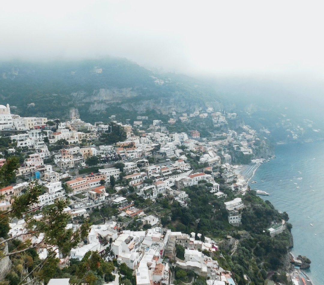 An aerial view of the Amalfi Coast
