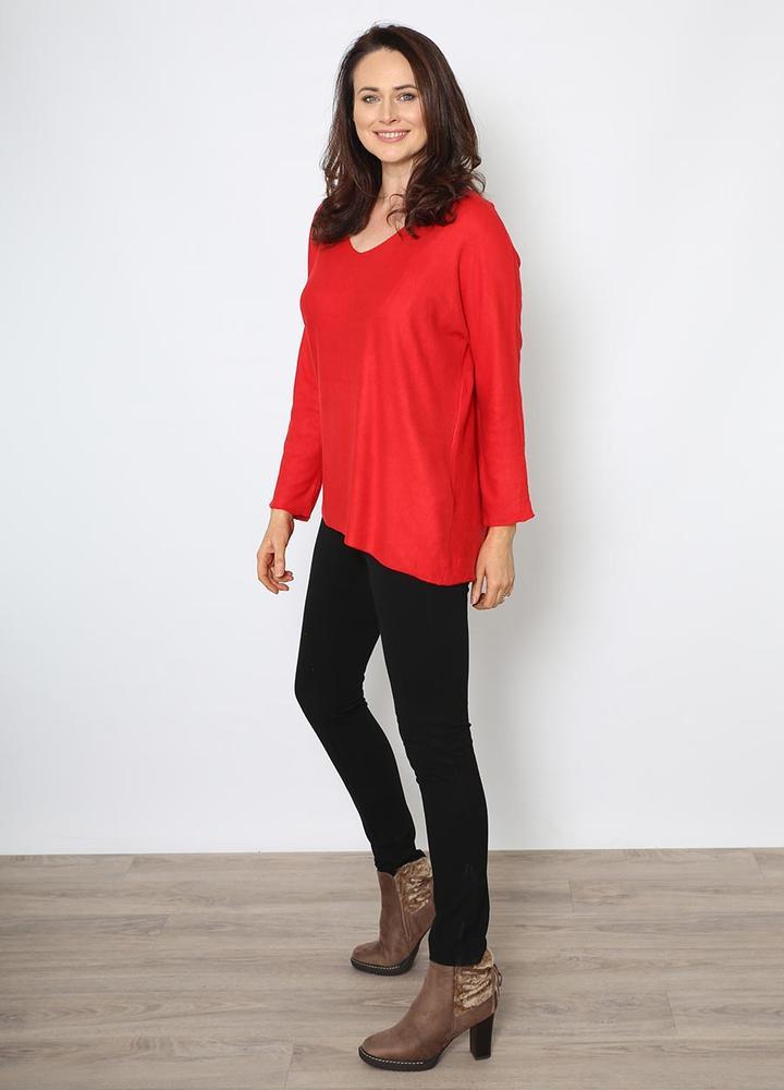 V Neck Mohair Jumper Red