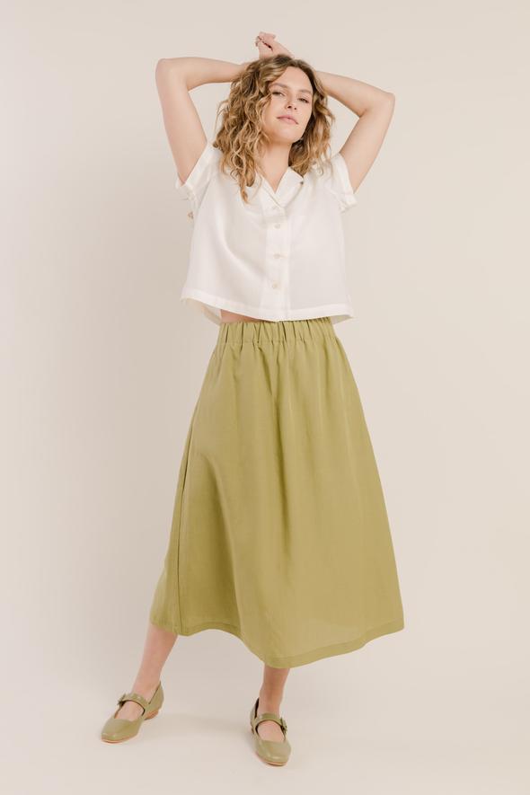 raleigh linen midi skirt