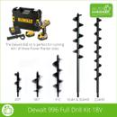 DeWalt 996 Full Drill Kit 18V shown alongside the full Power Planter auger range with sizes labeled 207, 307, 312, 324H & 324HD, and 224HD.
