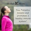 Side view of a woman in a pink sweater with her eyes closed and her faced turned up to the sky. There is a text box that says Saw Palmetto boosts and promotes a healthy immune system.