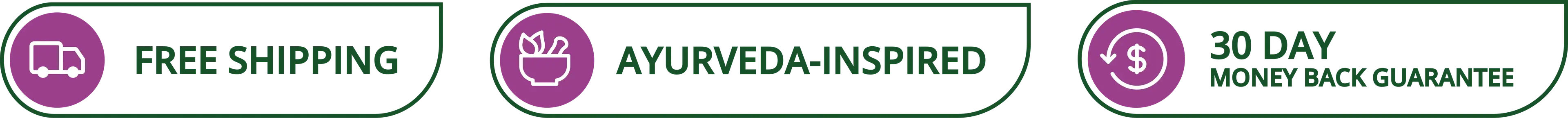 free shipping, ayurveda-inspired, 30-day money back