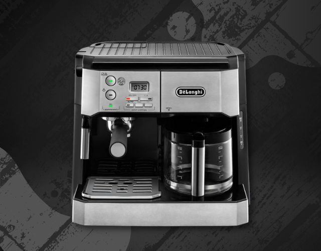 DeLonghi BCO430 Combination Pump Espresso and 10-Cup Drip Coffee Machine  with Frothing Wand, Silver and Black