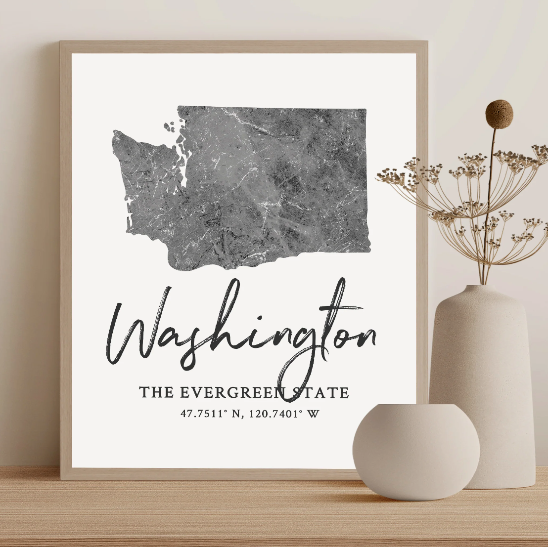 Washington State Map Silhouette print