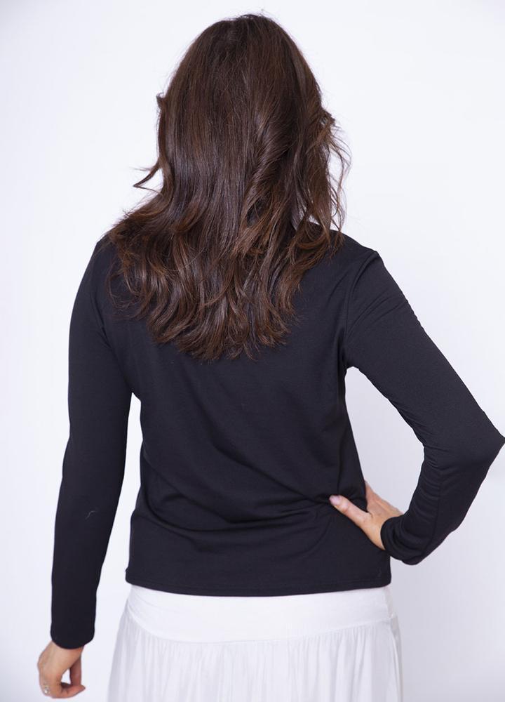 Basic Fleece Lined Top in Black