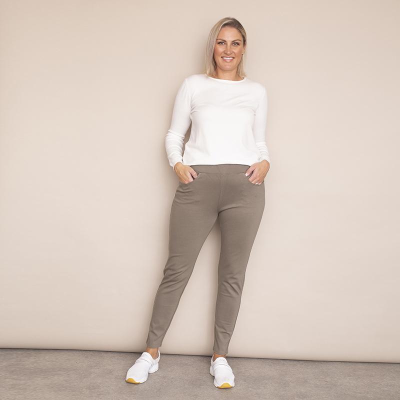 Ann Stretch Waist Trousers - Plus Size (Khaki-Light)