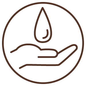 A hand holding a droplet.