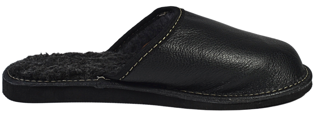 Stavros - Mens warm black slippers - Reindeer Leather