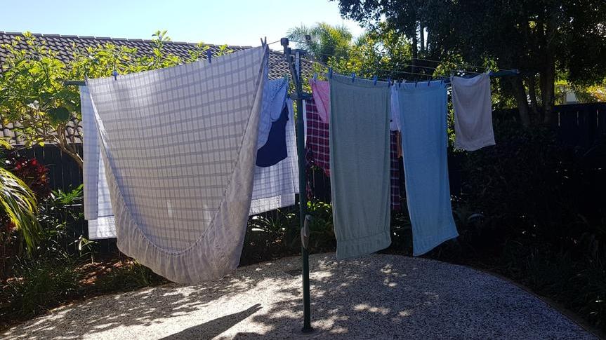 Rotary Clothesline Clothes and Bedding