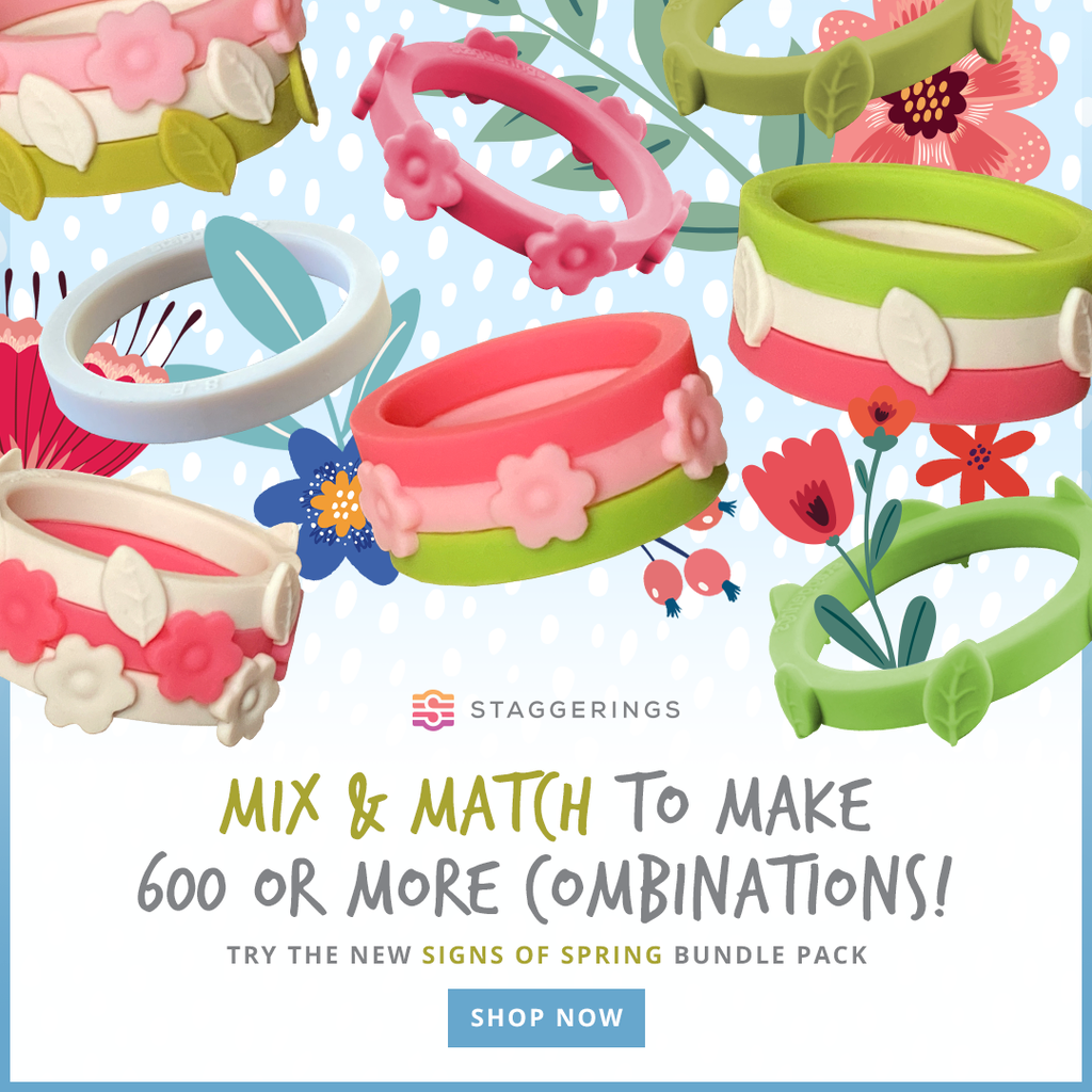 Silicone ring bundles representing the signs of spring bundle pack