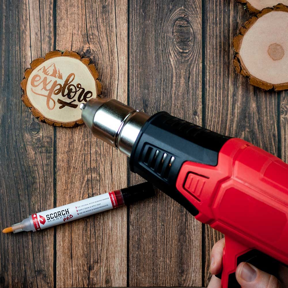  SCORCH MARKER Advance Bundle Includes 2 SMPROS, 1500W Heat Gun,  10 Wood Rounds, 2 Vinyl Stencil Packs, Sanding Kit & Wood Finish - Give  Your Creation Life with a Start to
