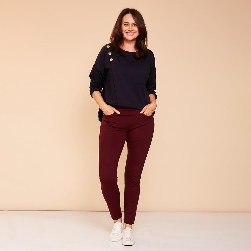 Ann Stretch Trousers(Wine)