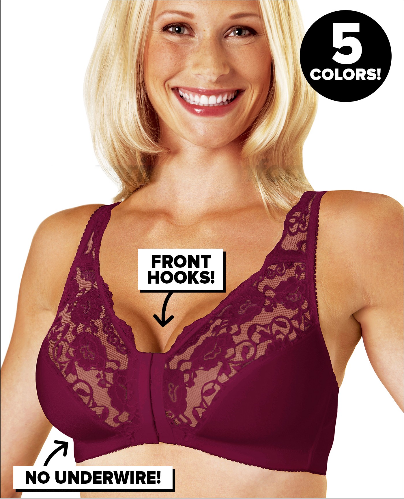 Front hooks and no underwire