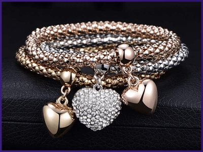 Cube Charms Silver Metal Bracelet