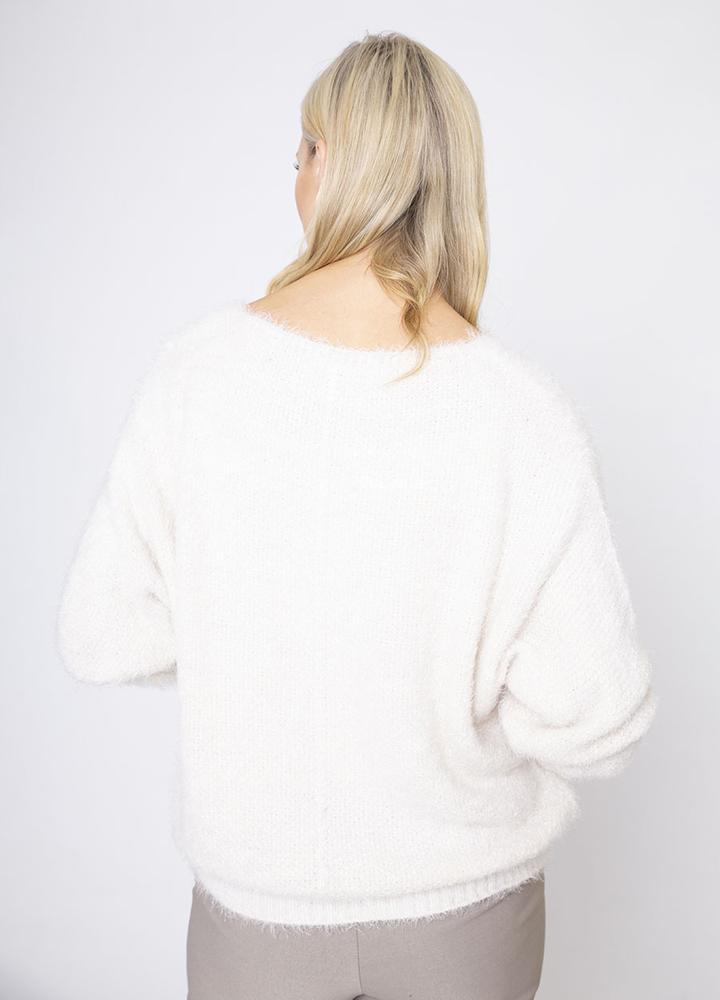 Scoop Neck Mohair Jumper in Cream