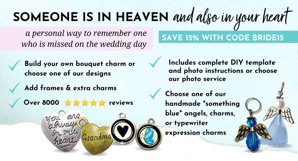 Someone is in heaven, Gutsy Goodness memory bouquet charms for weddings, gift for bride