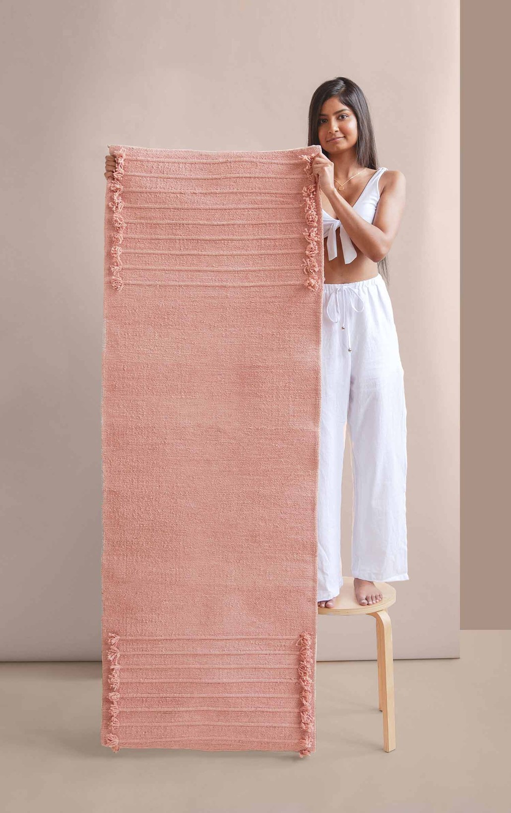 Oko Living organic cotton yoga rug pink