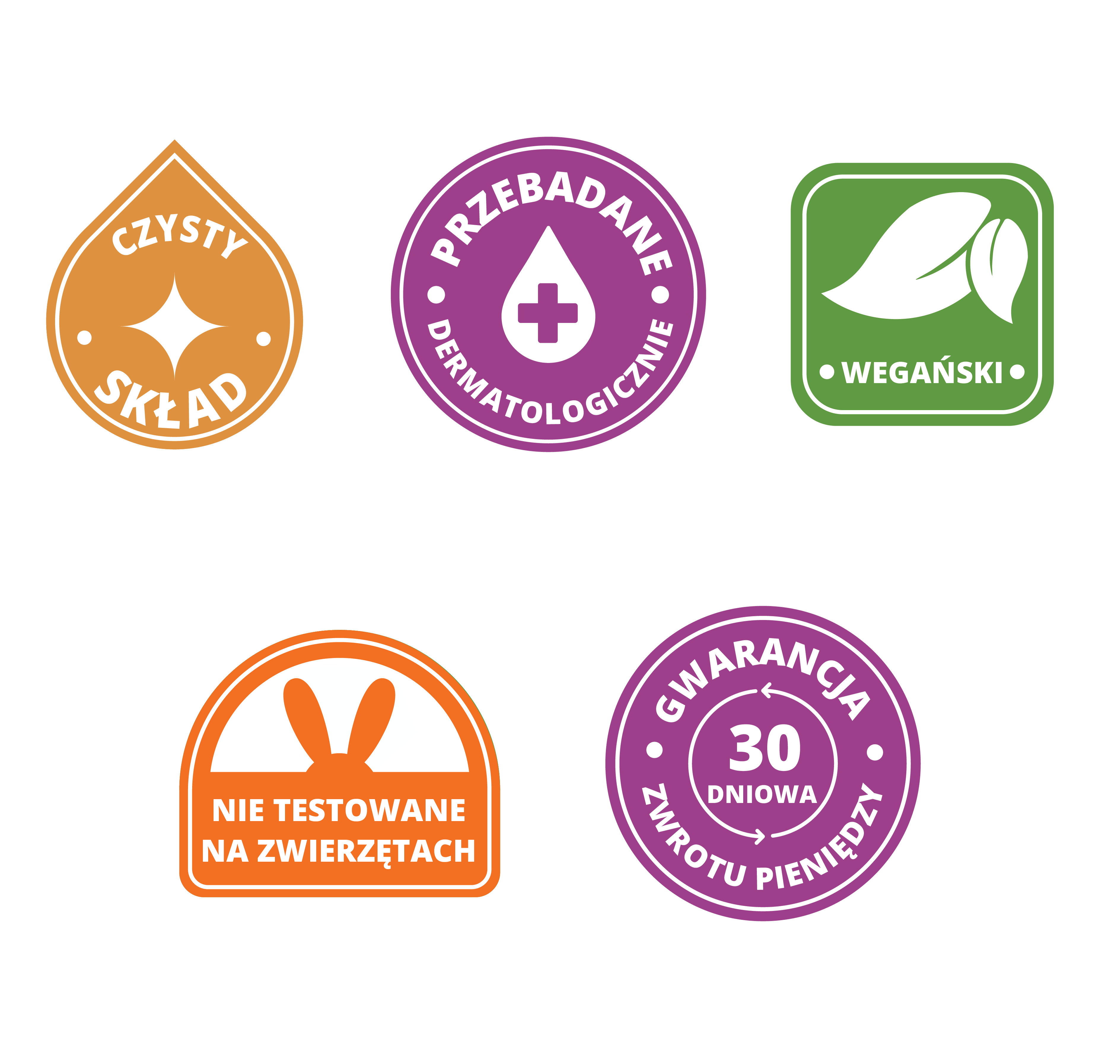 Not Tested on Animals, Vegan, 30-Day Money Back Guarantee badges 2