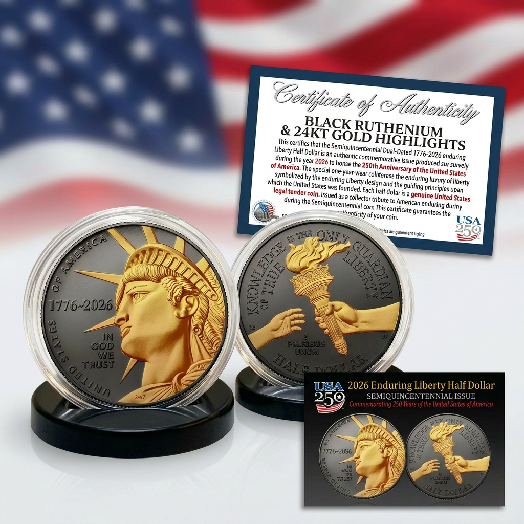 Enduring Liberty Half Dollar black ruthenium and gold