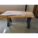 Live Edge Sycamore Bench with Steel Base