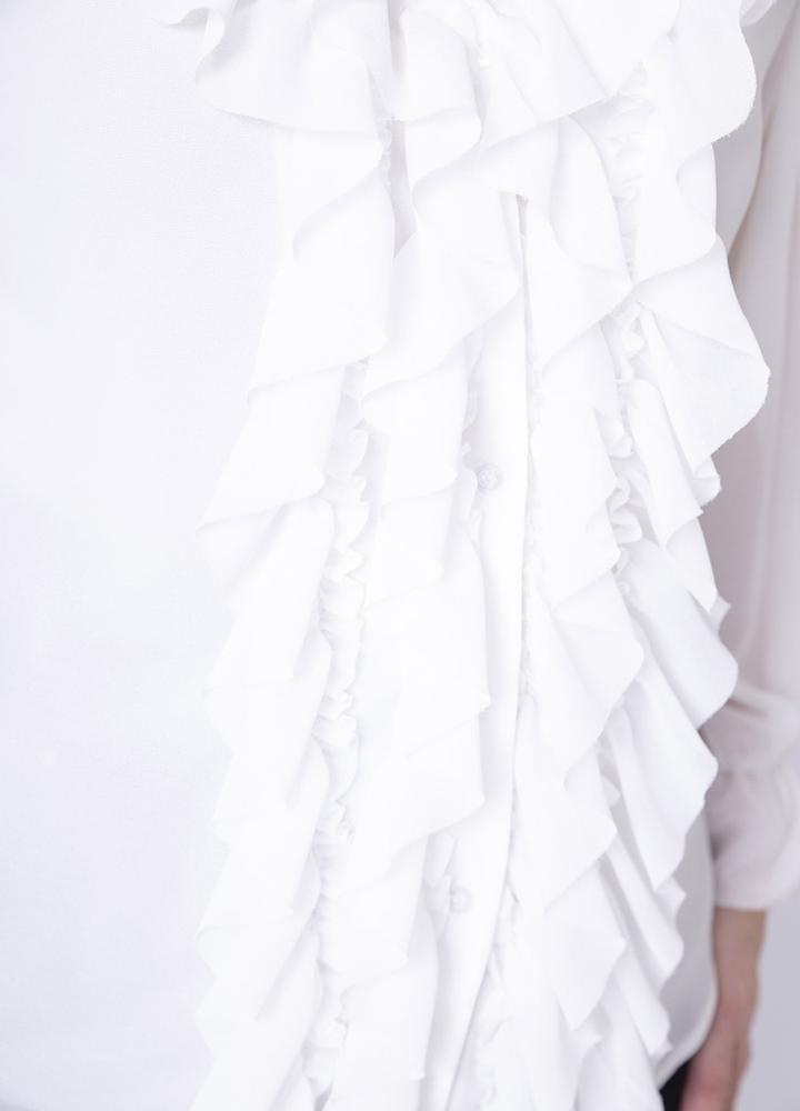 Frill Chiffon Blouse in White