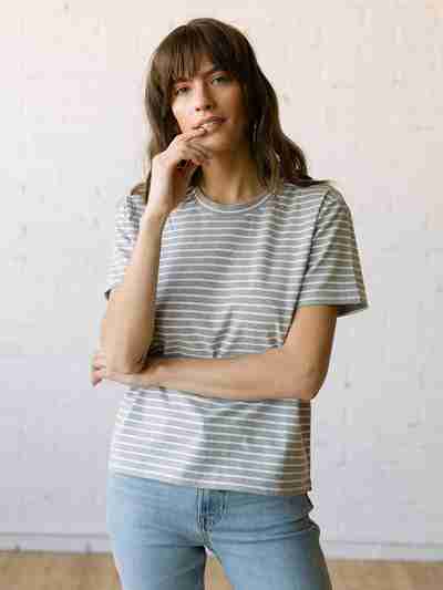 Staff Picks - Tradlands Box T-Shirt Grey Stripe