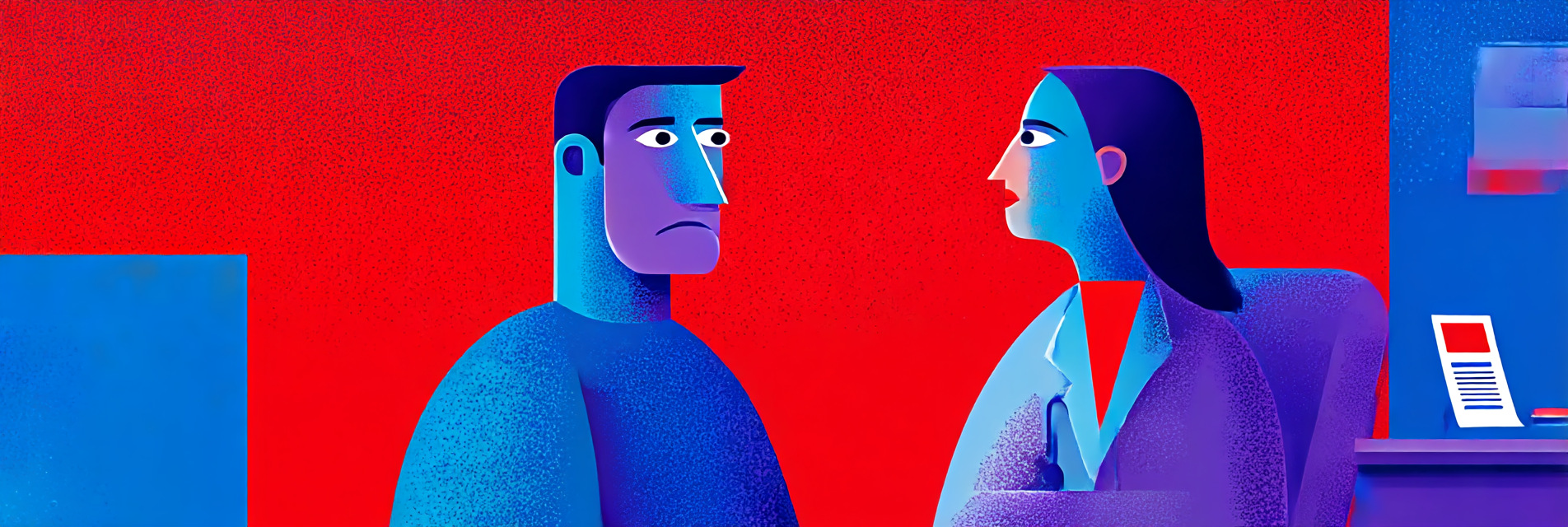 A man consulting with a doctor on how to stop nightmares.