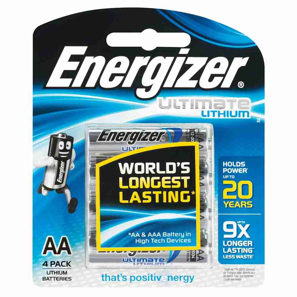ENERGIZER LITHIUM 1.5V AA batteries 4 pack